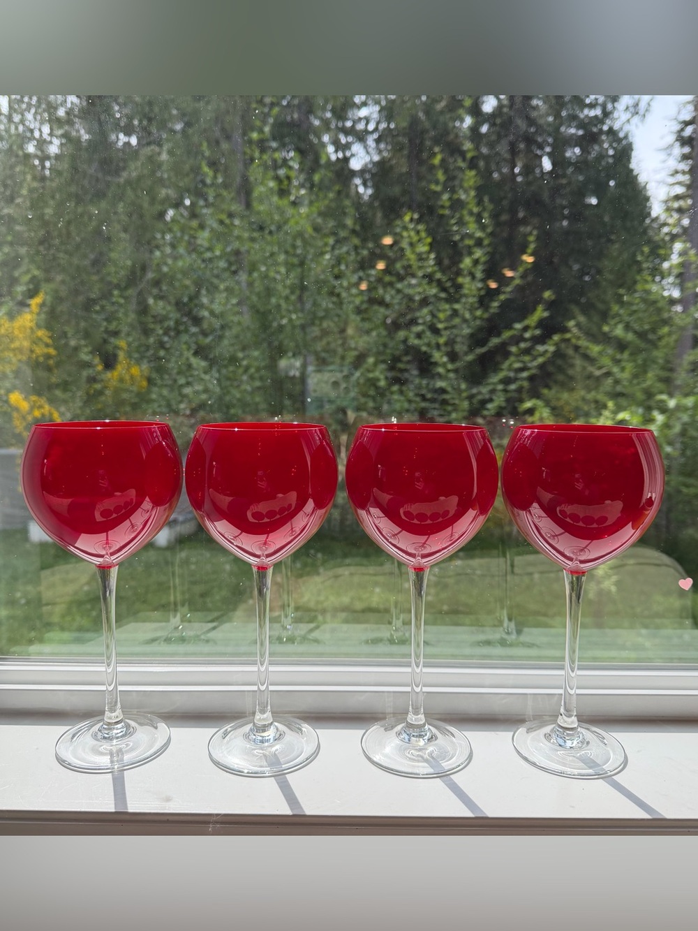 Lenox Ruby Red Crystal Balloon Wine Goblets - Set of 4 Glasses